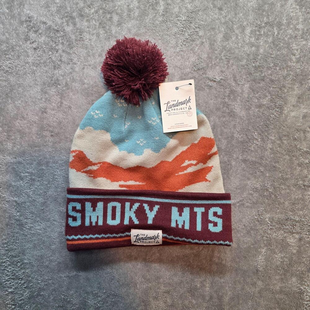 The Landmark Project Hat Beanie Mens One Size Multicolor Smoky Mts Pom Winter